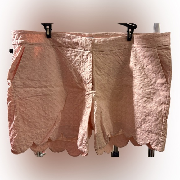 crown & ivy Pants - Crown & Ivy Women’s Plus Light Pink Textured Shorts with Scalloped Hem Sz 22W